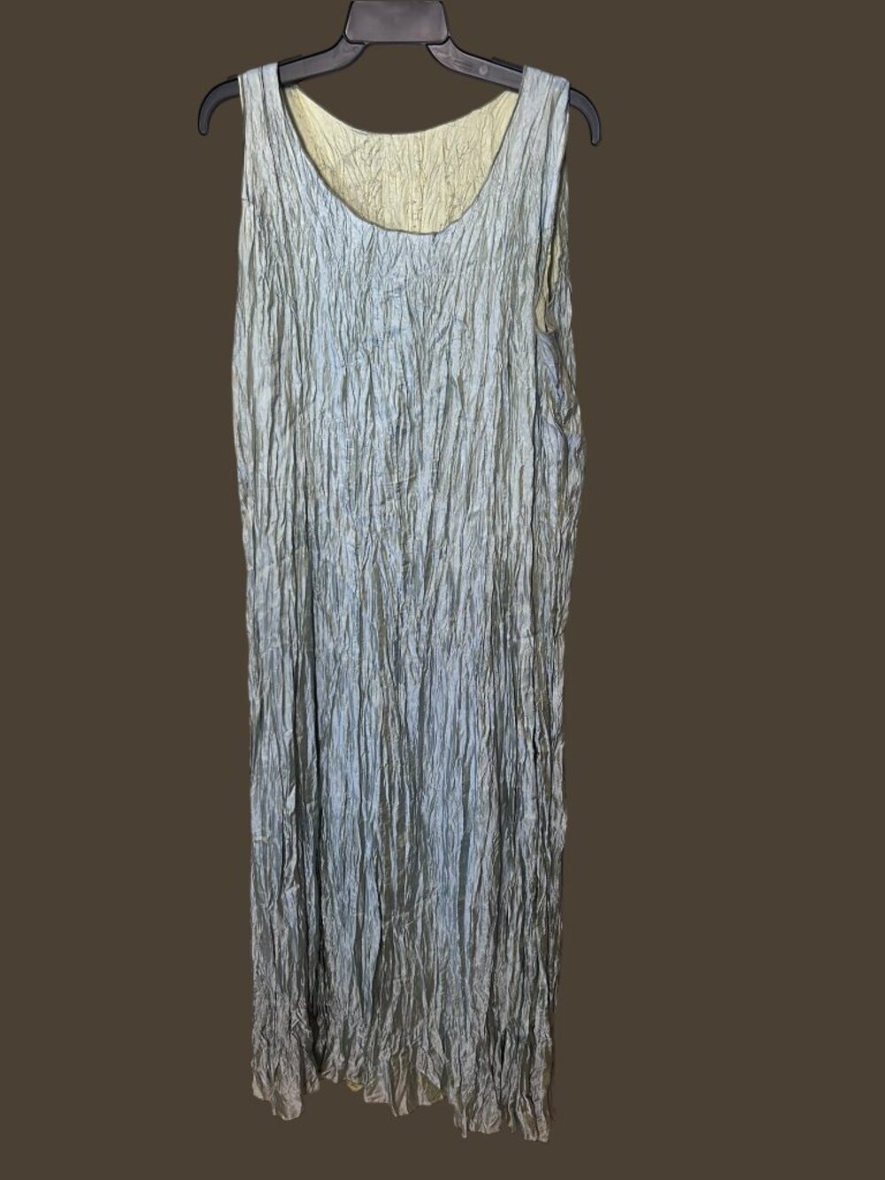 Lee Andersen Crushed Dress L Art to Wear Lagenlook Ice Blue Crinkle Sleeveless